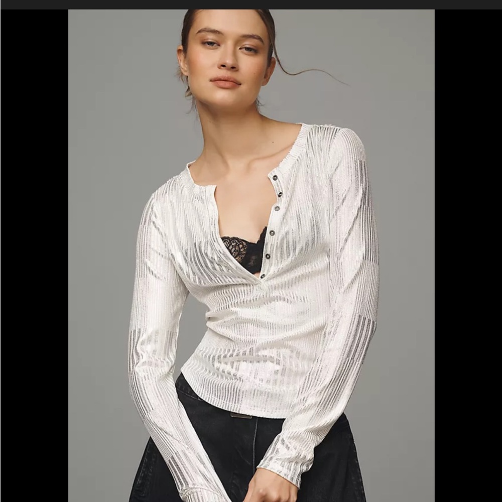 Pilcro Metallic Knit Top